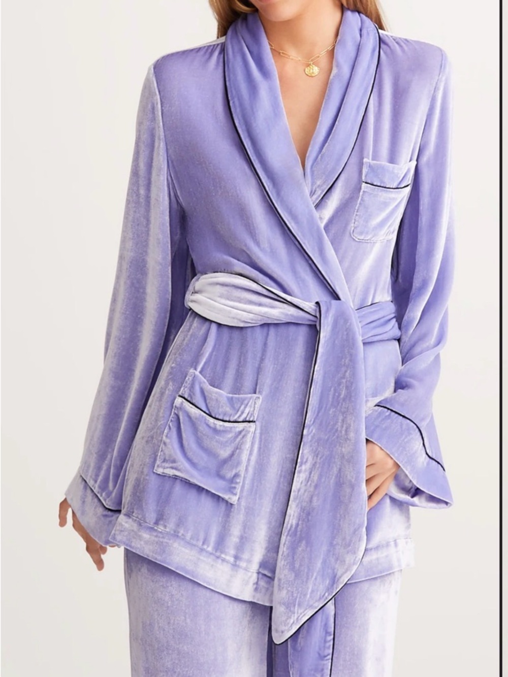 NWT Sleeping with Jacques  BON VIVANT ROBE {JACARANDA} Velvet Shawl-Collar Robe